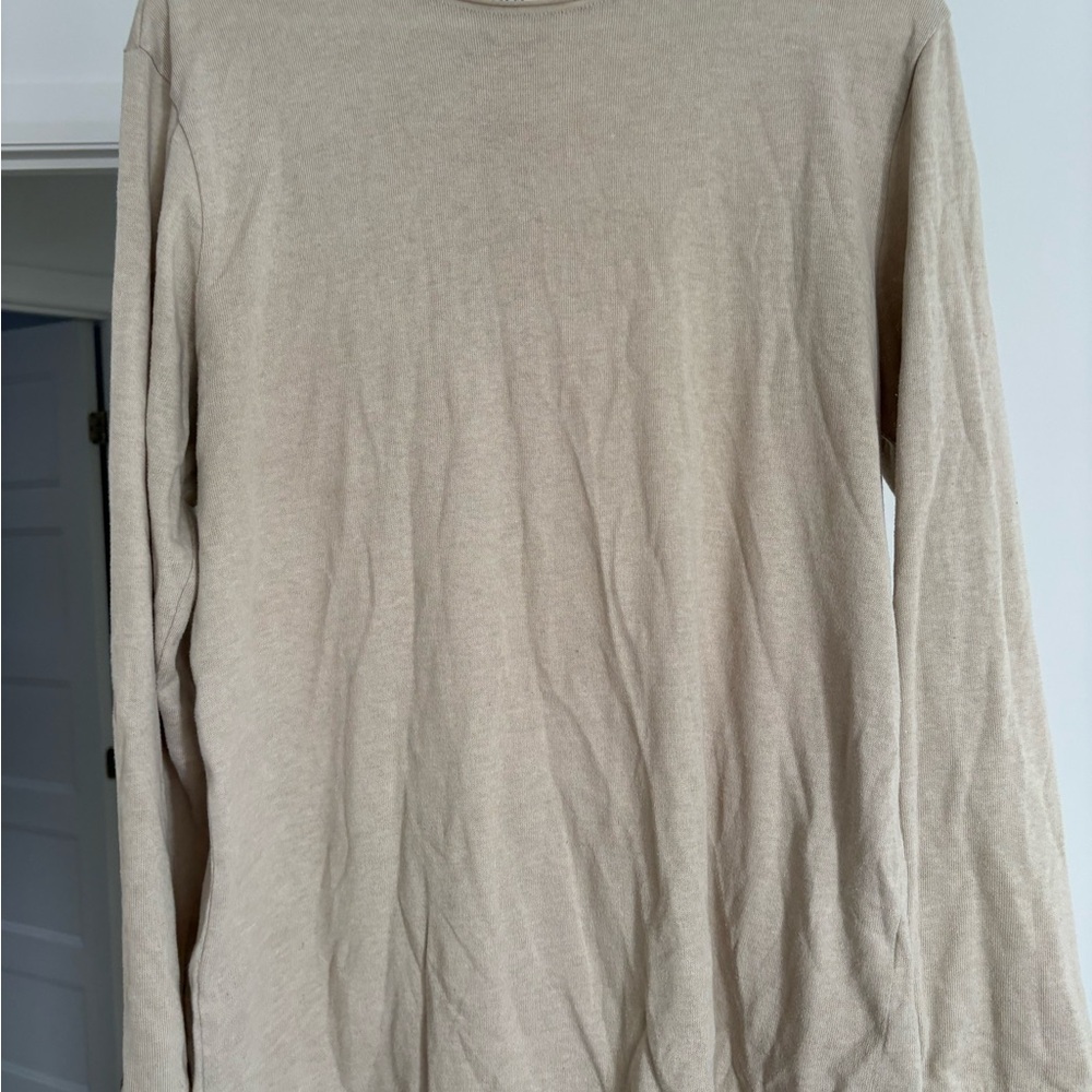 Zara Men's Cream Long Sleeve Tee